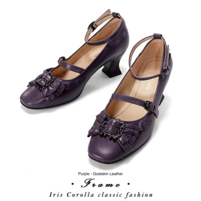 Iris Corolla Frame Square Heel Shoes(Reservation/8 Colours/Full Payment Without Shipping)